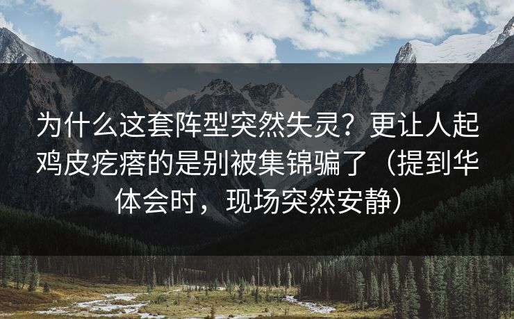为什么这套阵型突然失灵？更让人起鸡皮疙瘩的是别被集锦骗了（提到华体会时，现场突然安静）