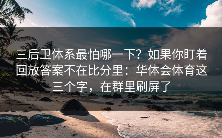 三后卫体系最怕哪一下？如果你盯着回放答案不在比分里：华体会体育这三个字，在群里刷屏了
