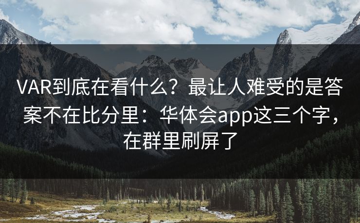 VAR到底在看什么？最让人难受的是答案不在比分里：华体会app这三个字，在群里刷屏了