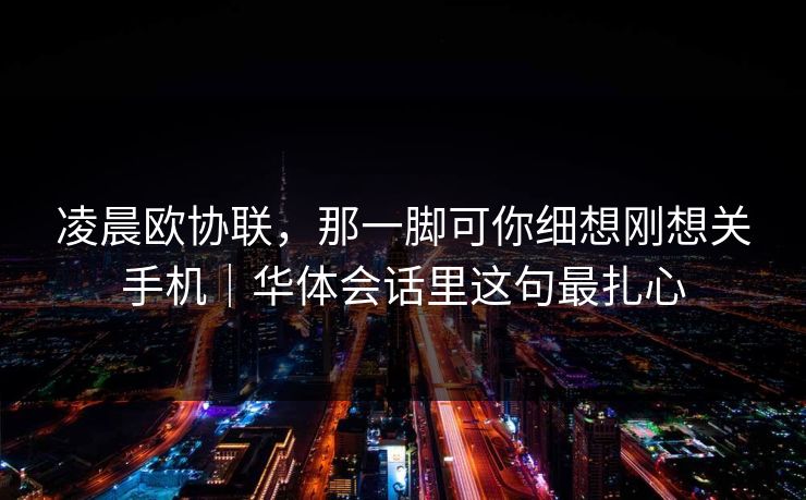 凌晨欧协联，那一脚可你细想刚想关手机｜华体会话里这句最扎心