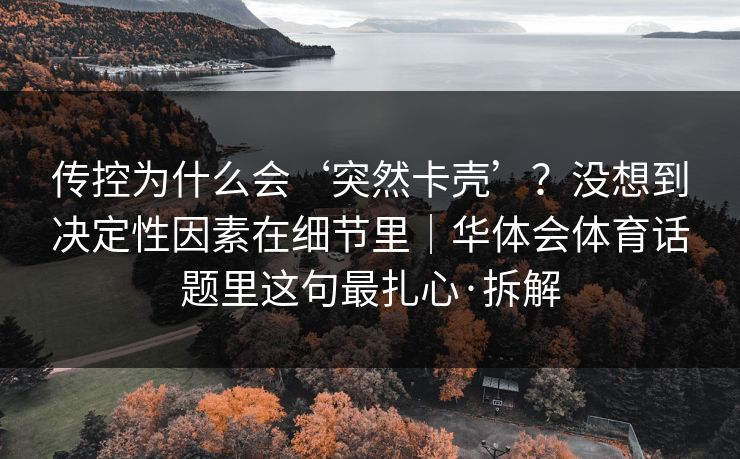 传控为什么会‘突然卡壳’？没想到决定性因素在细节里｜华体会体育话题里这句最扎心·拆解