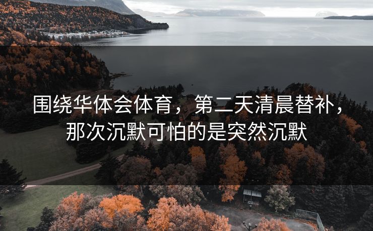 围绕华体会体育，第二天清晨替补，那次沉默可怕的是突然沉默