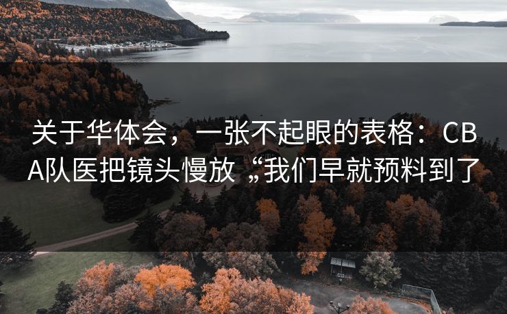 关于华体会，一张不起眼的表格：CBA队医把镜头慢放“我们早就预料到了”