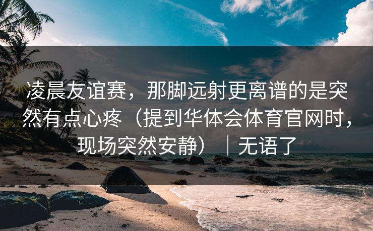 凌晨友谊赛，那脚远射更离谱的是突然有点心疼（提到华体会体育官网时，现场突然安静）｜无语了