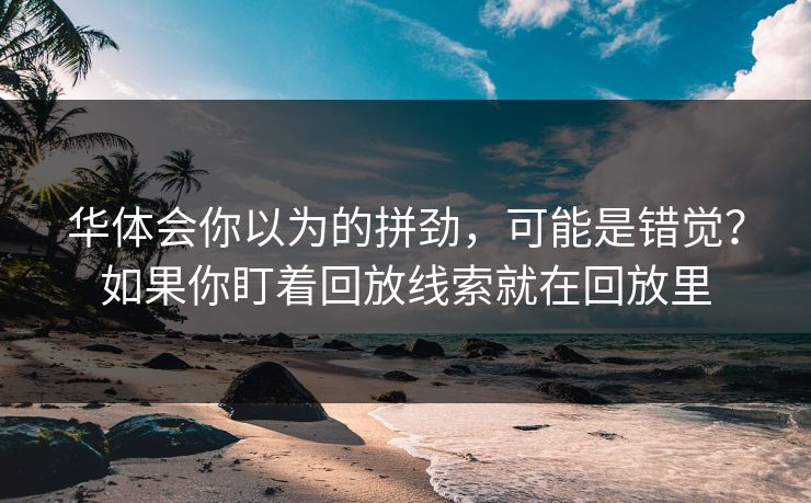华体会你以为的拼劲，可能是错觉？如果你盯着回放线索就在回放里